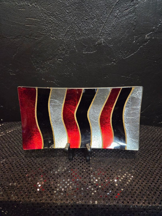Vintage Colored Metallic Fused glass Tray