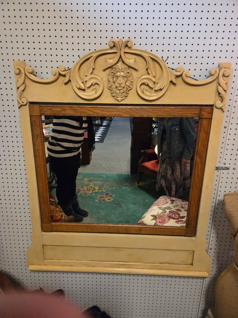 Vintage painted with lion wall mirror