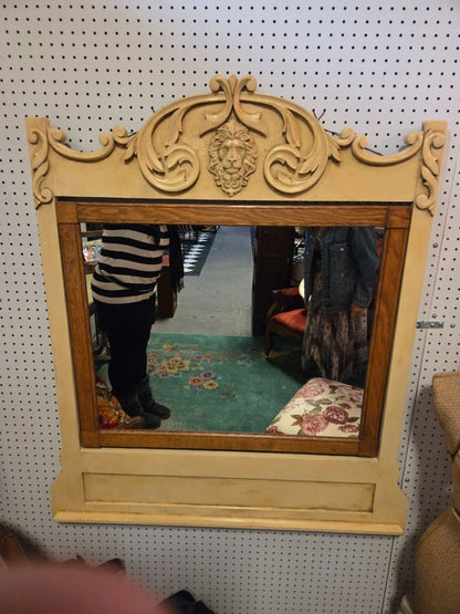 Vintage painted with lion wall mirror