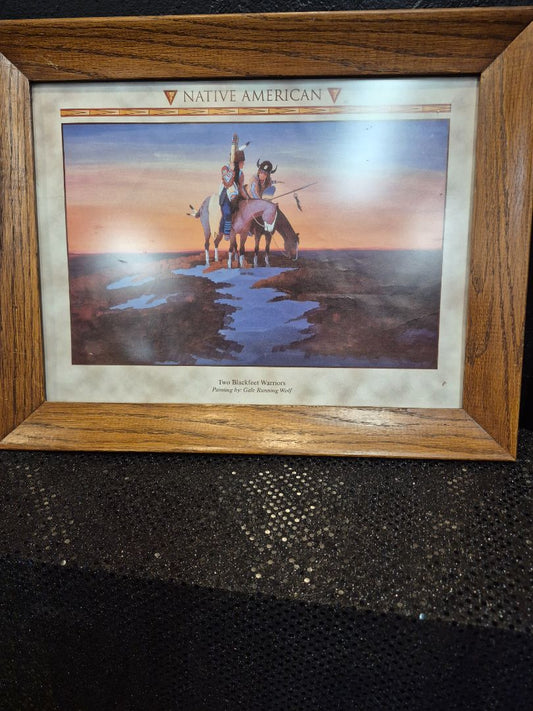 Artisan-Signed Gale Running Wolf "Two Blackfeet Warriors"