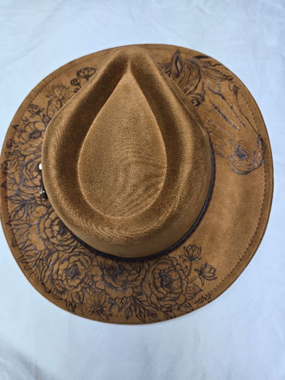 camel  Hat'burnt'roses and horse, adjustable