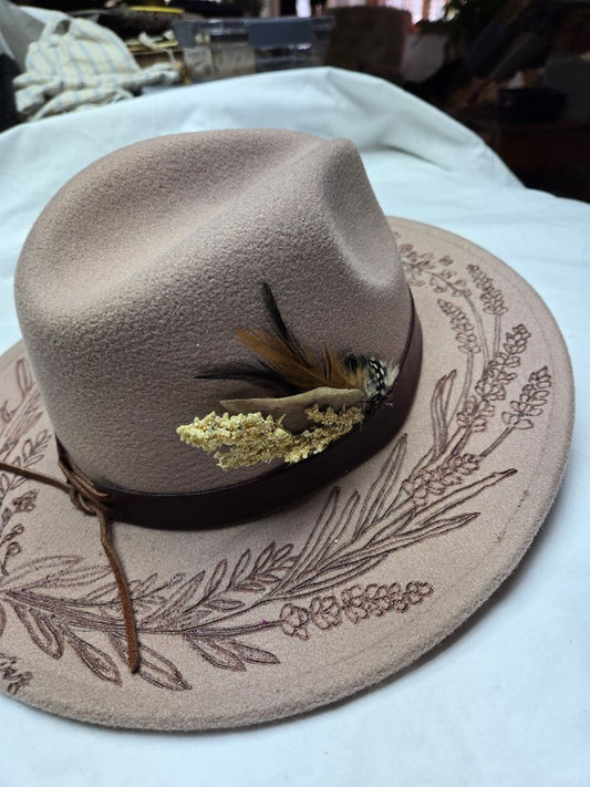 beige  Hat burnt-long stem flower