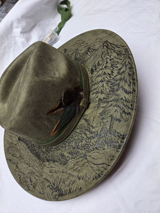 green  Hat burnt-mountains, adjustable
