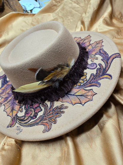 Hat burnt and painted autumn