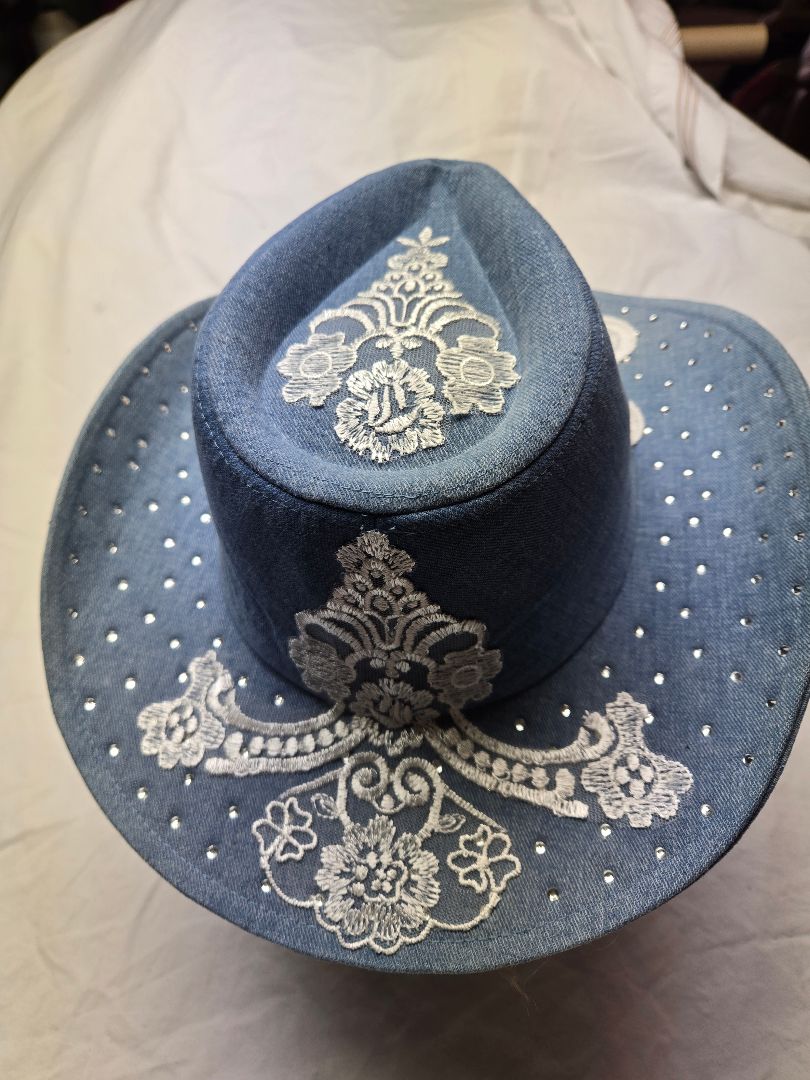 Hat cowgirl denim and lace