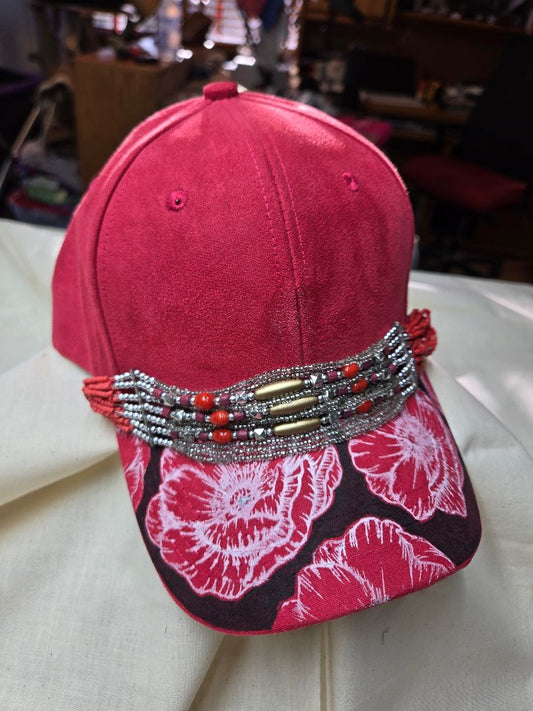Ballcap coral beaded