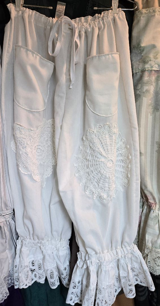 Pantaloons white with doillies