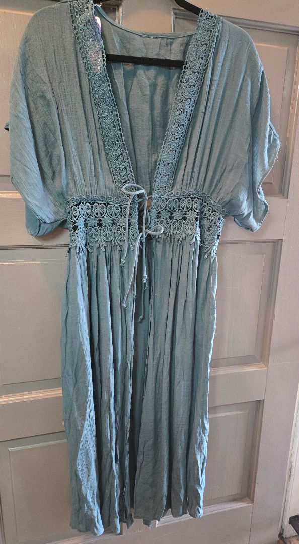 Duster teal lace, s