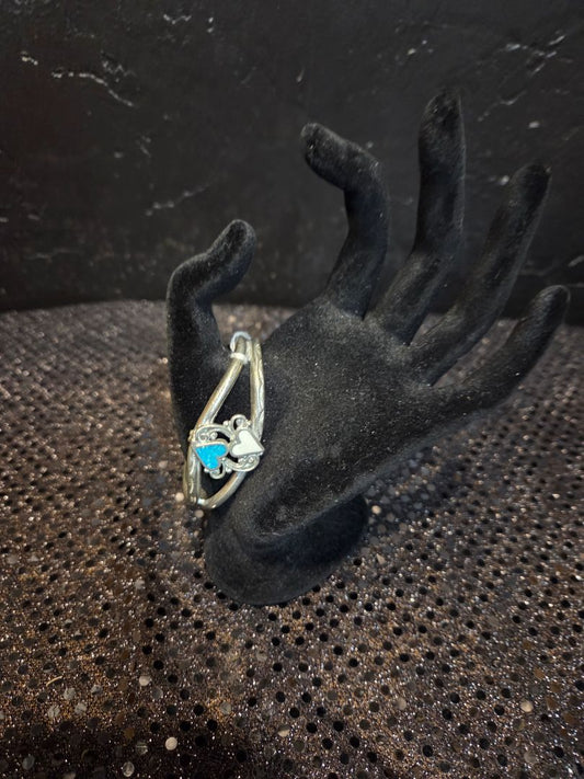 Vintage 1995 EJC Erica Jewelry Hearts Turquoise Cuff