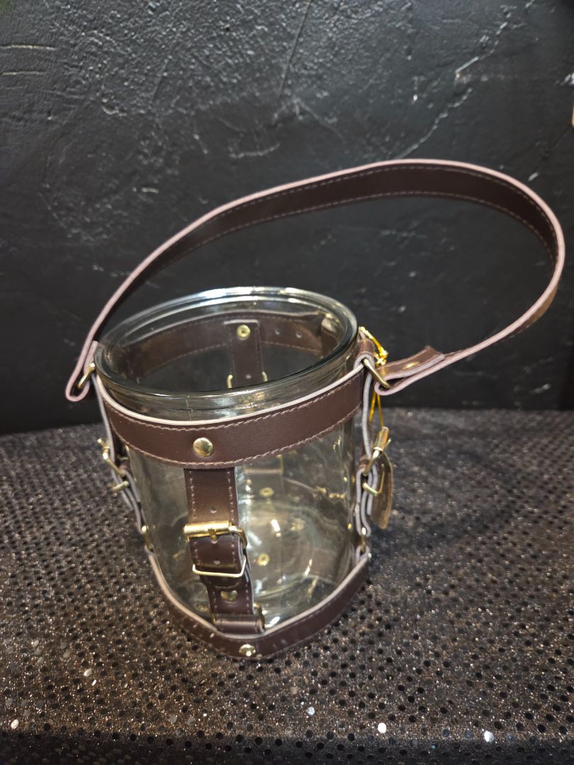 Glass and Leather Strap Candle Lantern