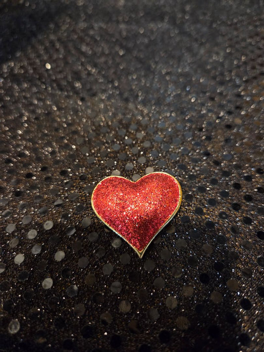 Vintage Red Glitter Valentines Day Heart Pin Brooch