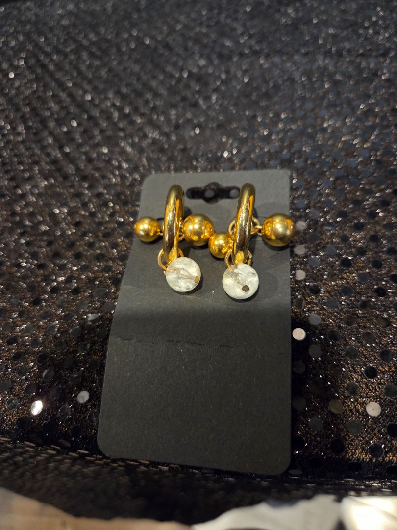 Jewelry Gold toned multi ball hanging earrings