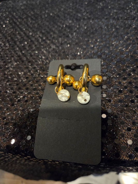 Jewelry Gold toned multi ball hanging earrings