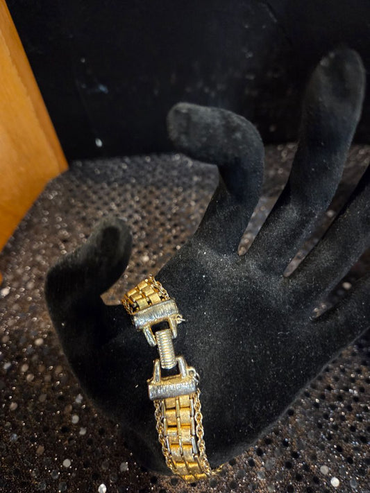 Vintage Goldette NY signed stamped gold tone bracelet