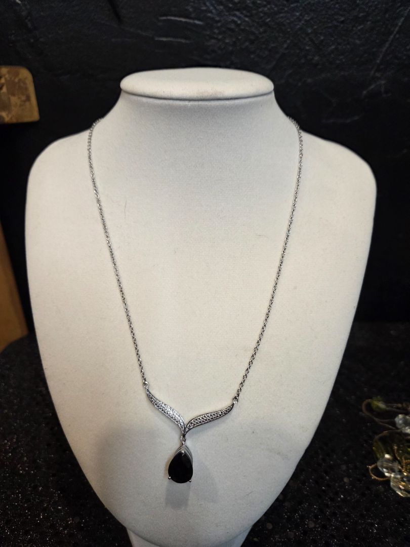 Jewelry STS Karis Black Rhinestone silver tone