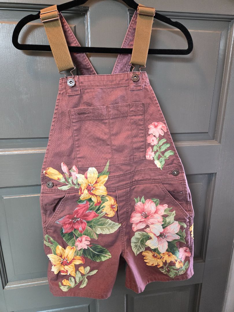 Overall Shorts Rust Flowers, 2