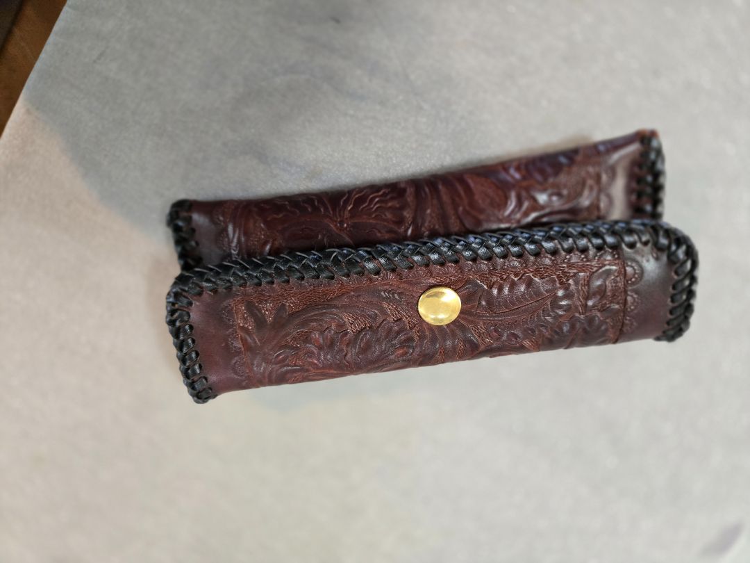 Hand tooled leather eye glasses case