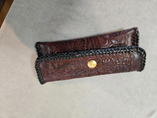 Hand tooled leather eye glasses case