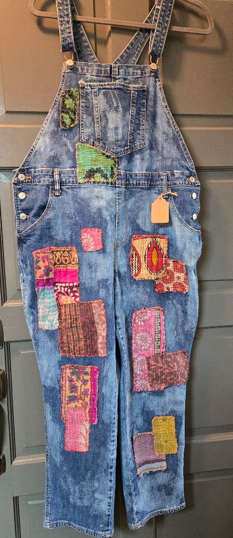 Bib overalls kantha patchwork