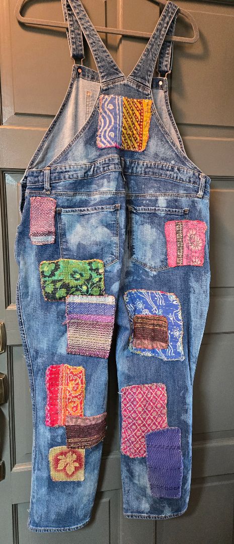 Bib overalls kantha patchwork