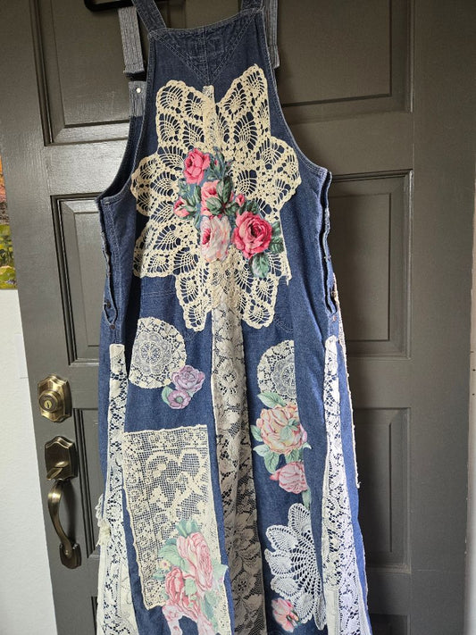 Bib maxi dress lace and floral, XL