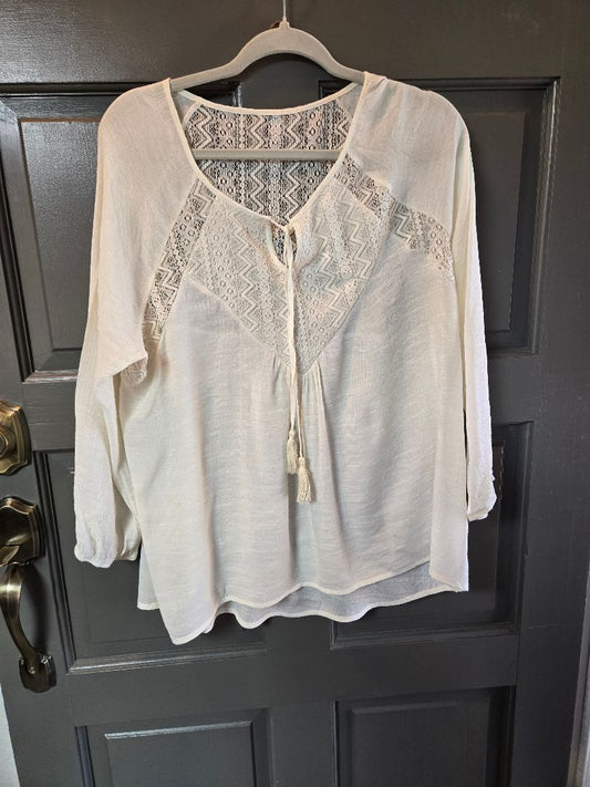 Shirt beige lace 3/4 sleeve