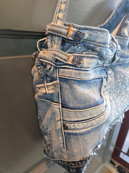Handbag denim sashiko