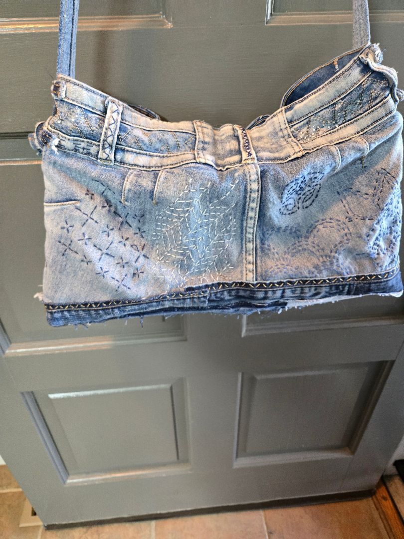 Handbag denim sashiko