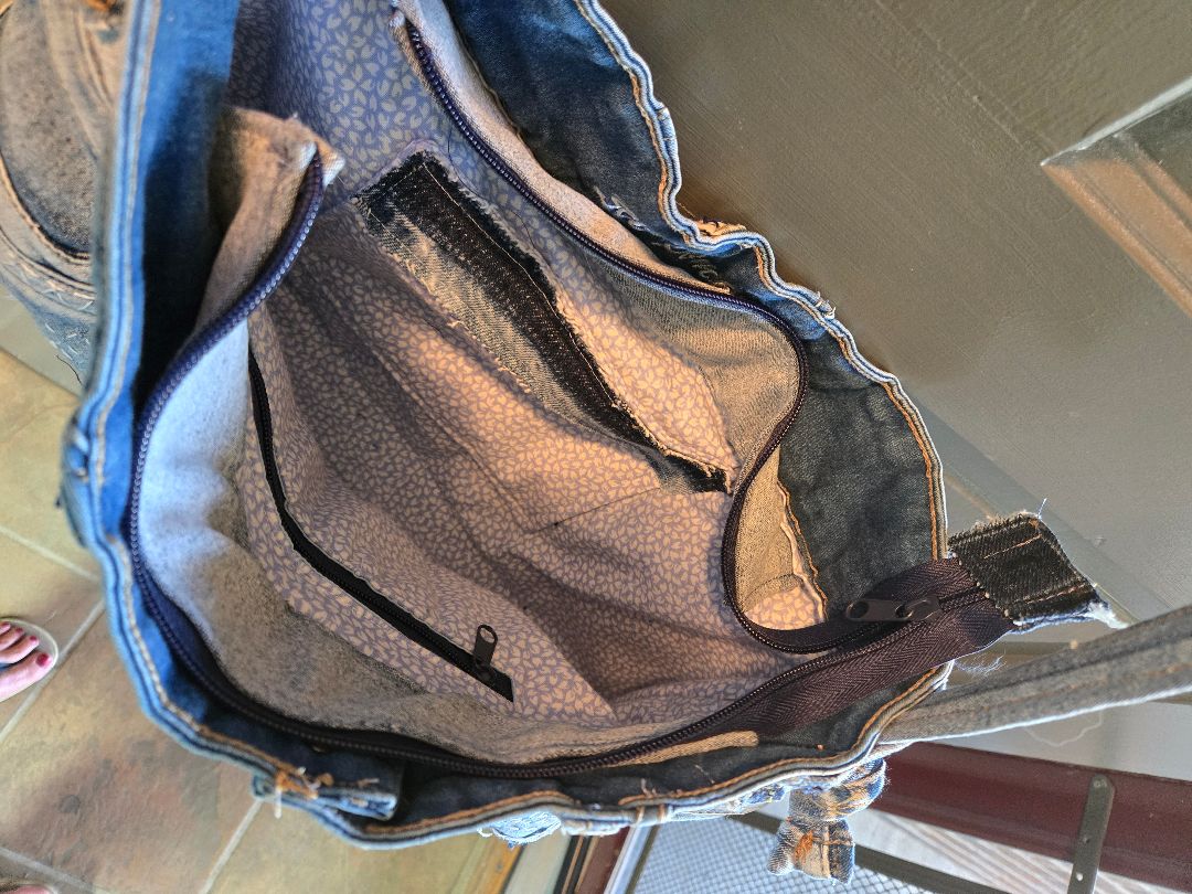 Handbag denim sashiko