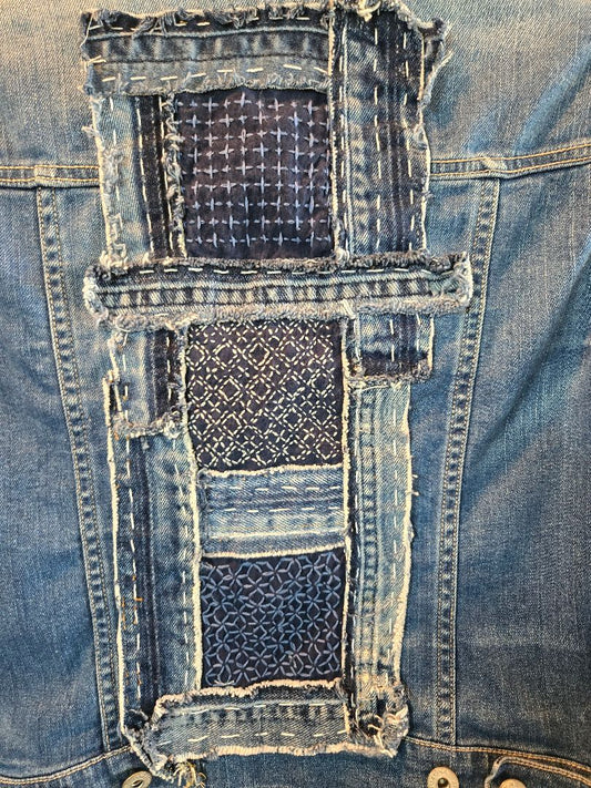 Jacket, denim sashiko, Small