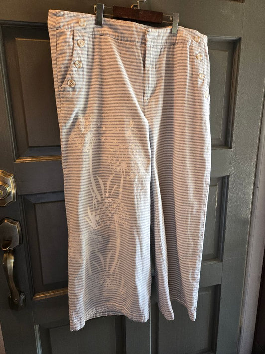 Pants pin stripe grey w dandelions, 16