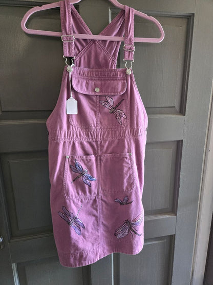 Bib dress raspberry w/dragonflies