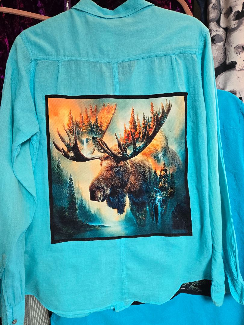 shirt teal w moose