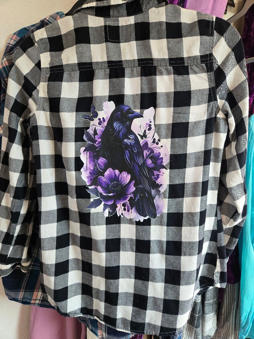 shirt b&w check w/raven