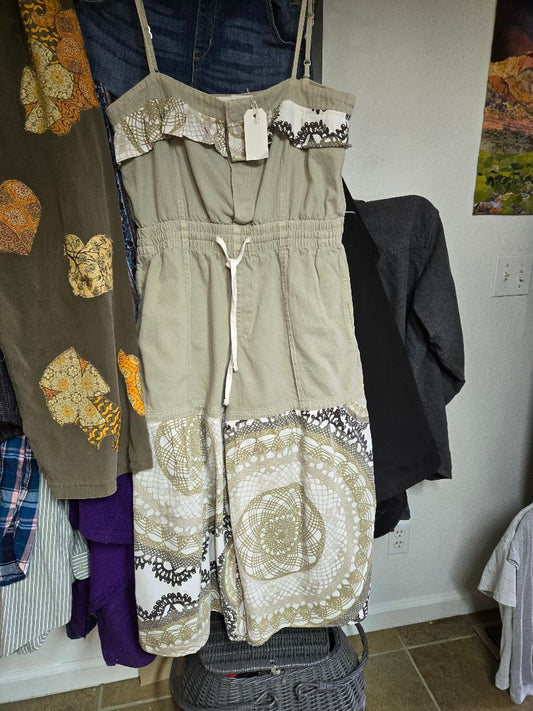 overall tan with circle design, m