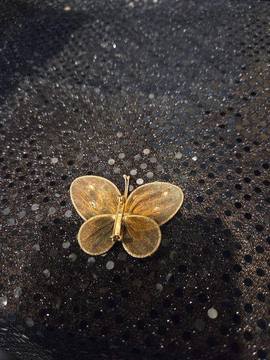 Vintage 60's Gold Tone Mesh Butterfly Pin