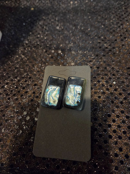 Jewelry Handmade Dichroic Fused glass Stud Earrings