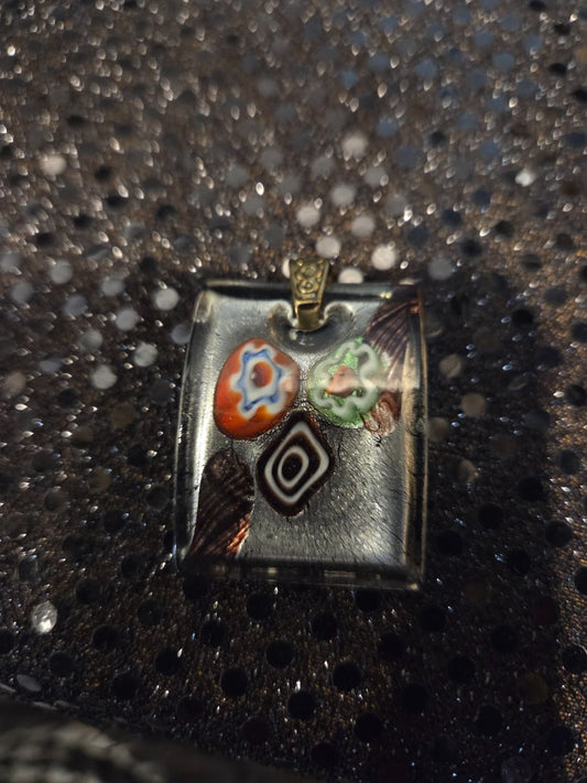 Dichroic Art Glass Millefiori Pendant