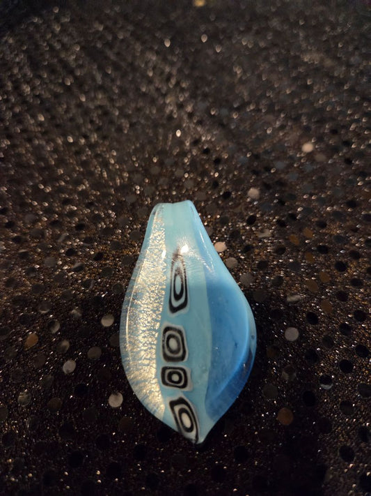 Artisian Blue + Silver Glass Pear Shape Pendant