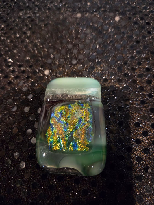 Dichroic Glass Green foil Pendant