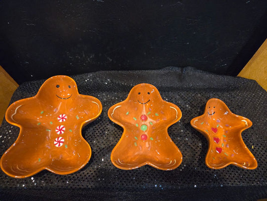 Gingerbread Ceramic Men Serving dishes set of 3