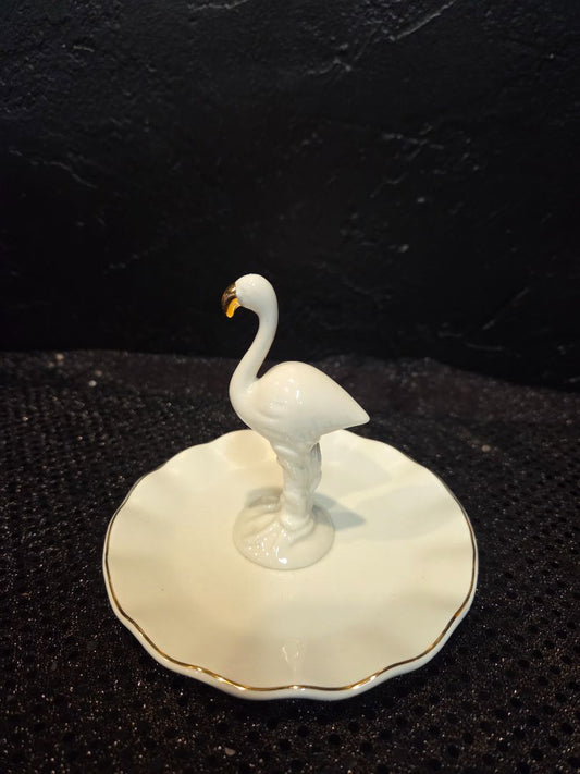 Vintage Charing Charlie White Porcelain Flamingo