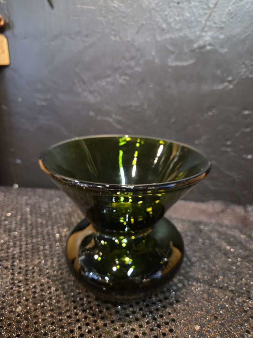 Vintage Hand Blown Green Mid Century Bowl Wide Mouth