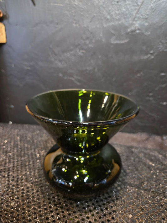 Vintage Hand Blown Green Mid Century Bowl Wide Mouth