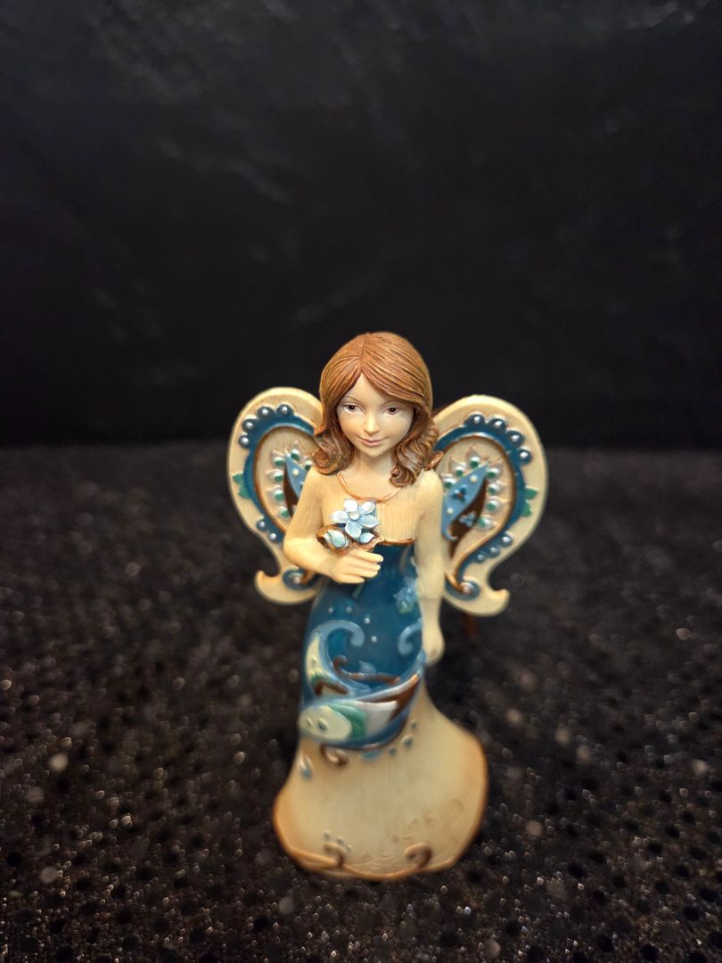 Cherish today Angel with flower ornament