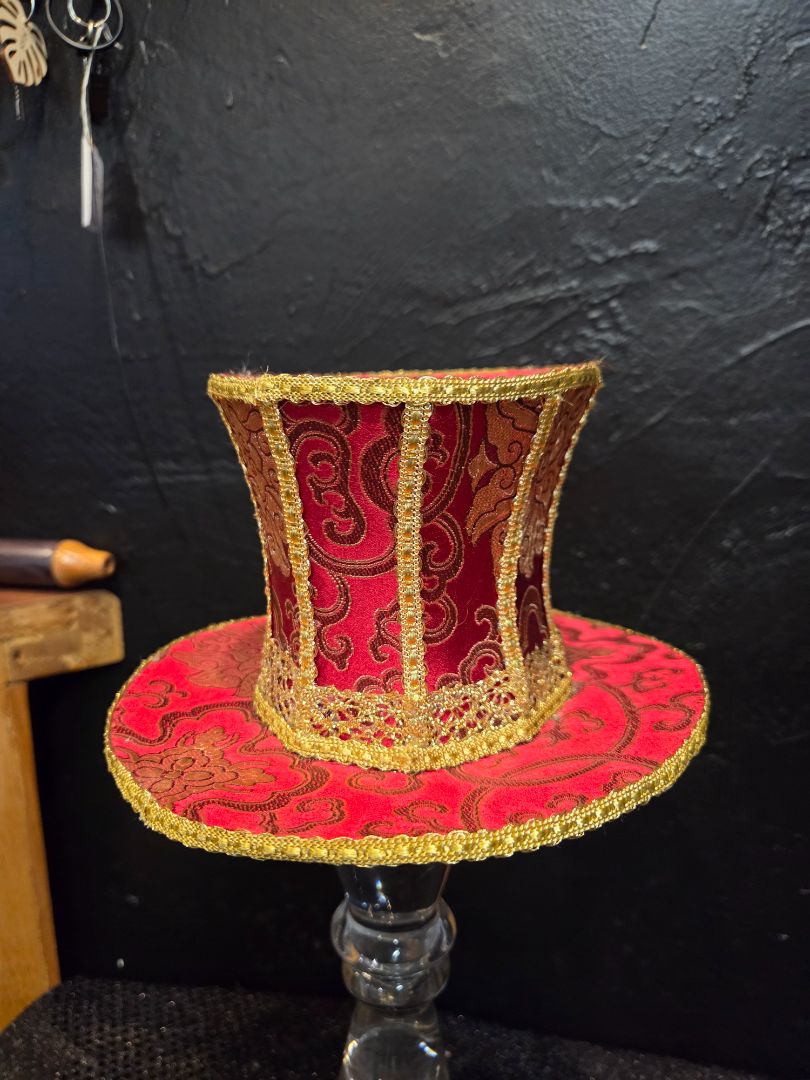 Red with Gold Trim Top Hat with Clips