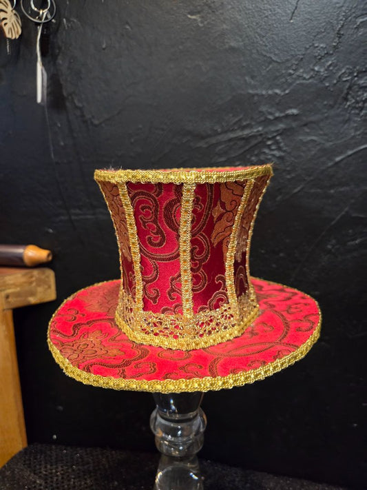 Red with Gold Trim Top Hat with Clips