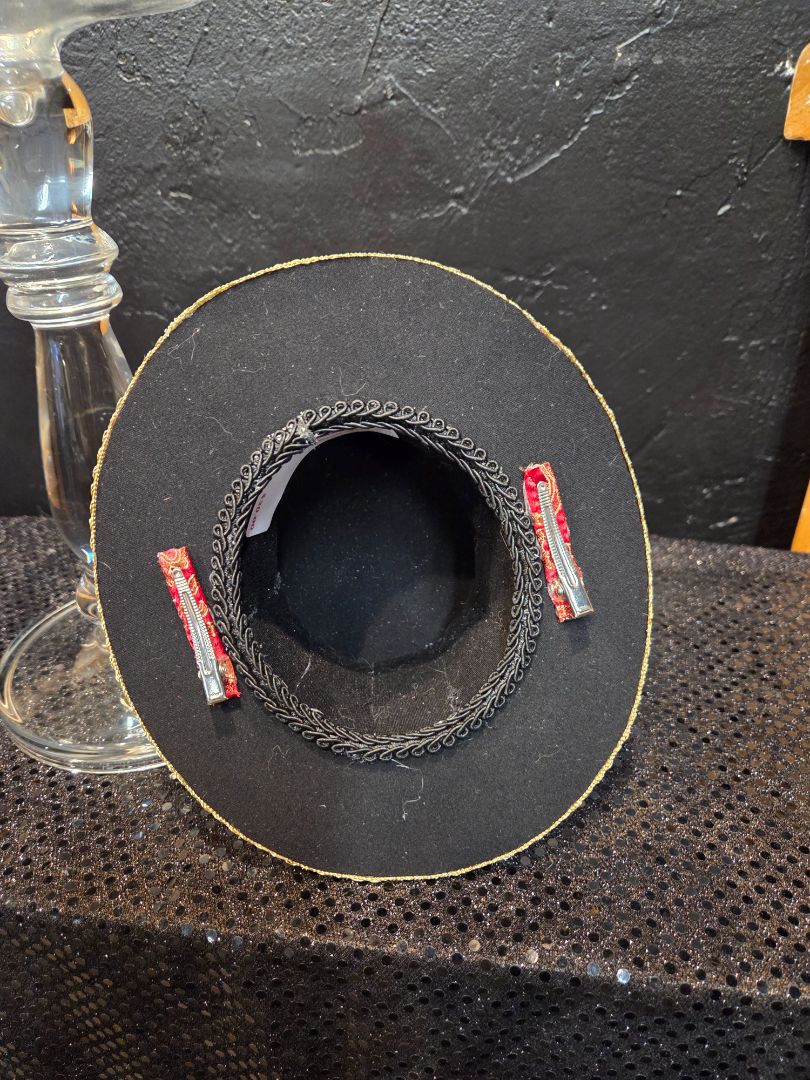 Red with Gold Trim Top Hat with Clips