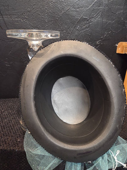 Black Top Hat with Red, Teal and Shells