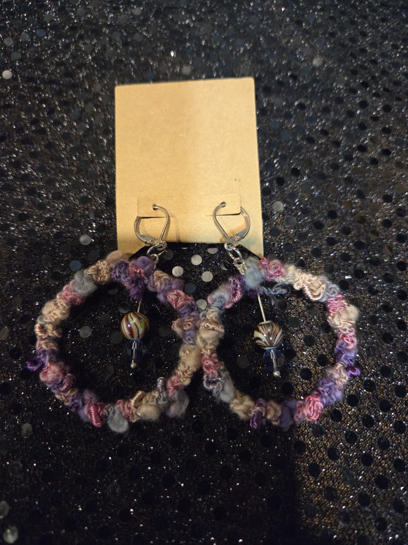 Crocheted Pink and Purple Earrings